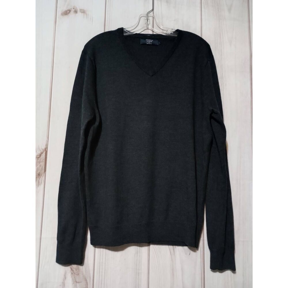 J Crew Sweater Men's Large Slim Fit 100 Percent Wool Light Weight V-NECK